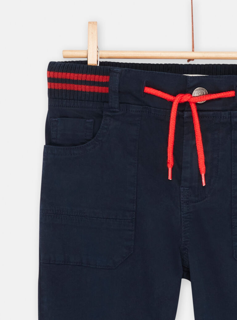 Pantalon bleu nuit à taille élastiquée garçon