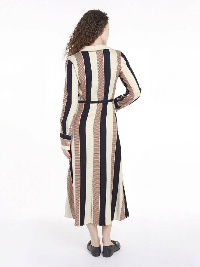 Tommy Hilfiger GLOBAL STP VIS DRAPED MIDI DRESS Ladder global stp/ country ivory