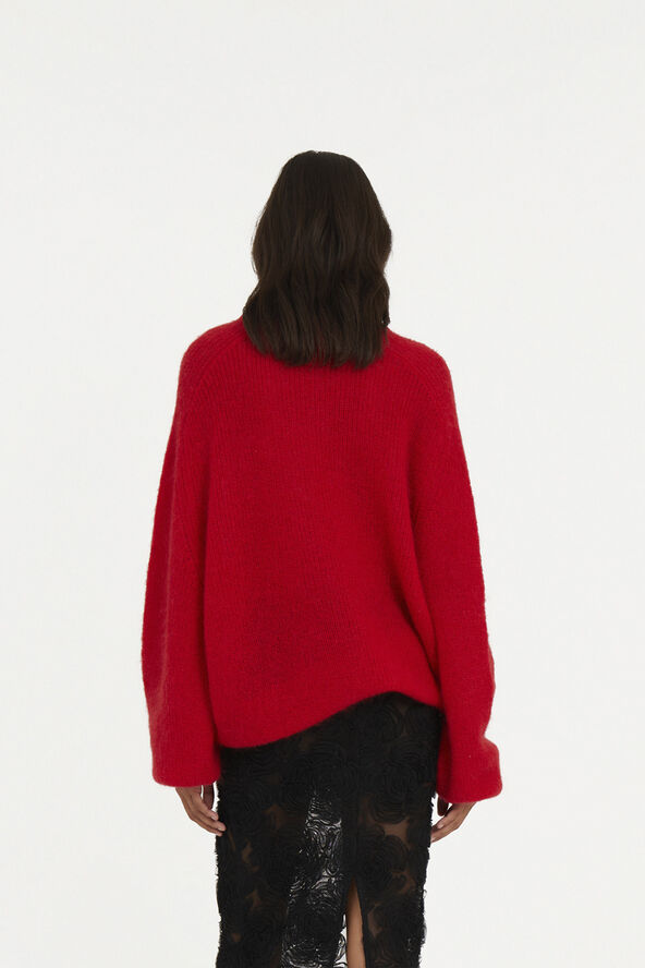 ROTATE Birger Christensen Light Knit Logo Sweater Racing red