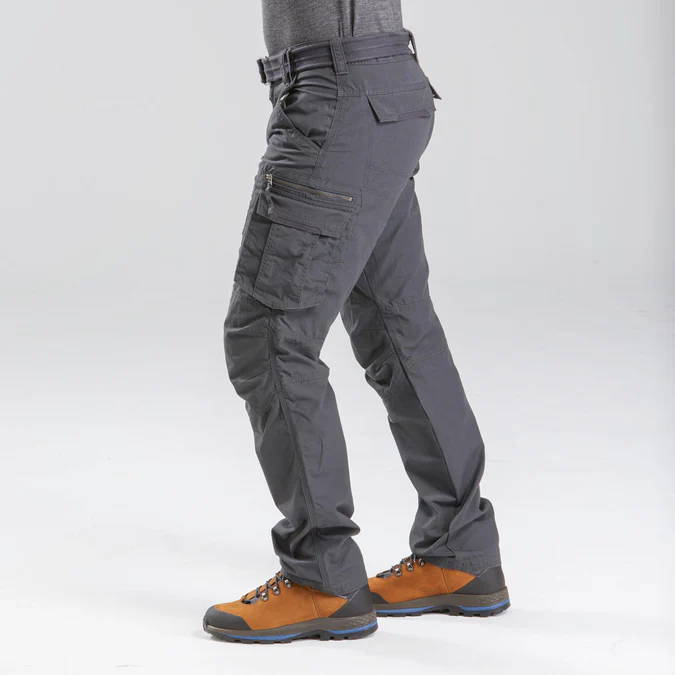 Decathlon Forclaz - Calça Cargo Masculina Forclaz para Viagem e Mochilão - TRAVEL 100 Cinza