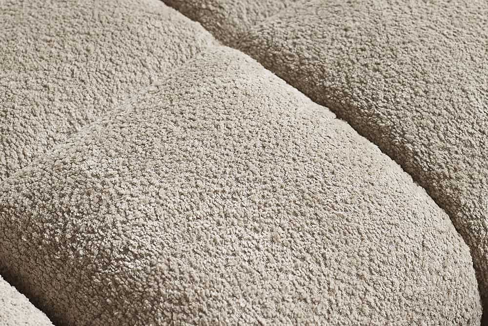 Moderner Hocker CLOUD 100cm champagner greige Bouclé Federkern Fußhocker Sitzhocker