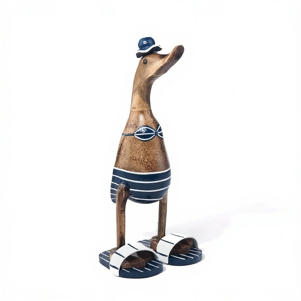 Houten eend gestreepte bikini/badslippers