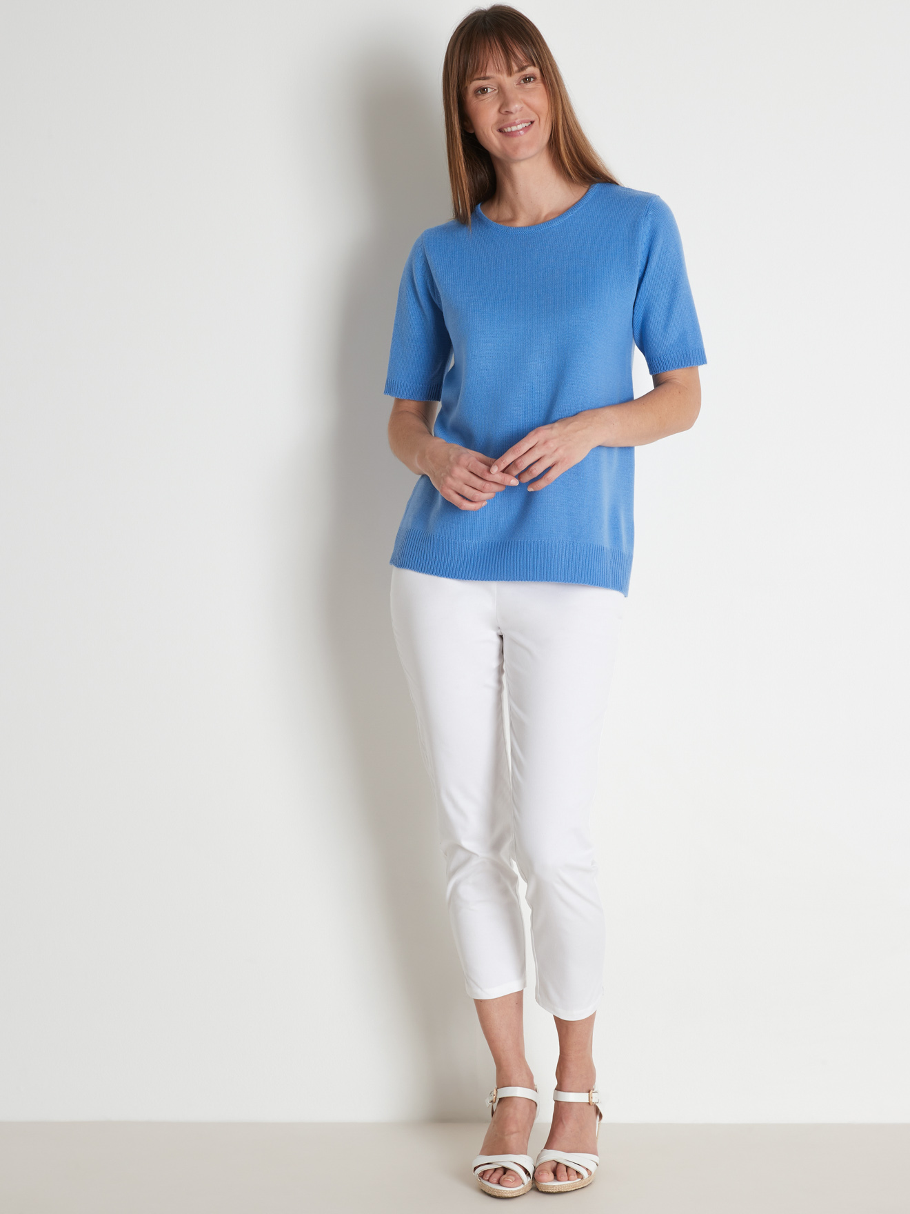 Pull manches courtes encolure ronde