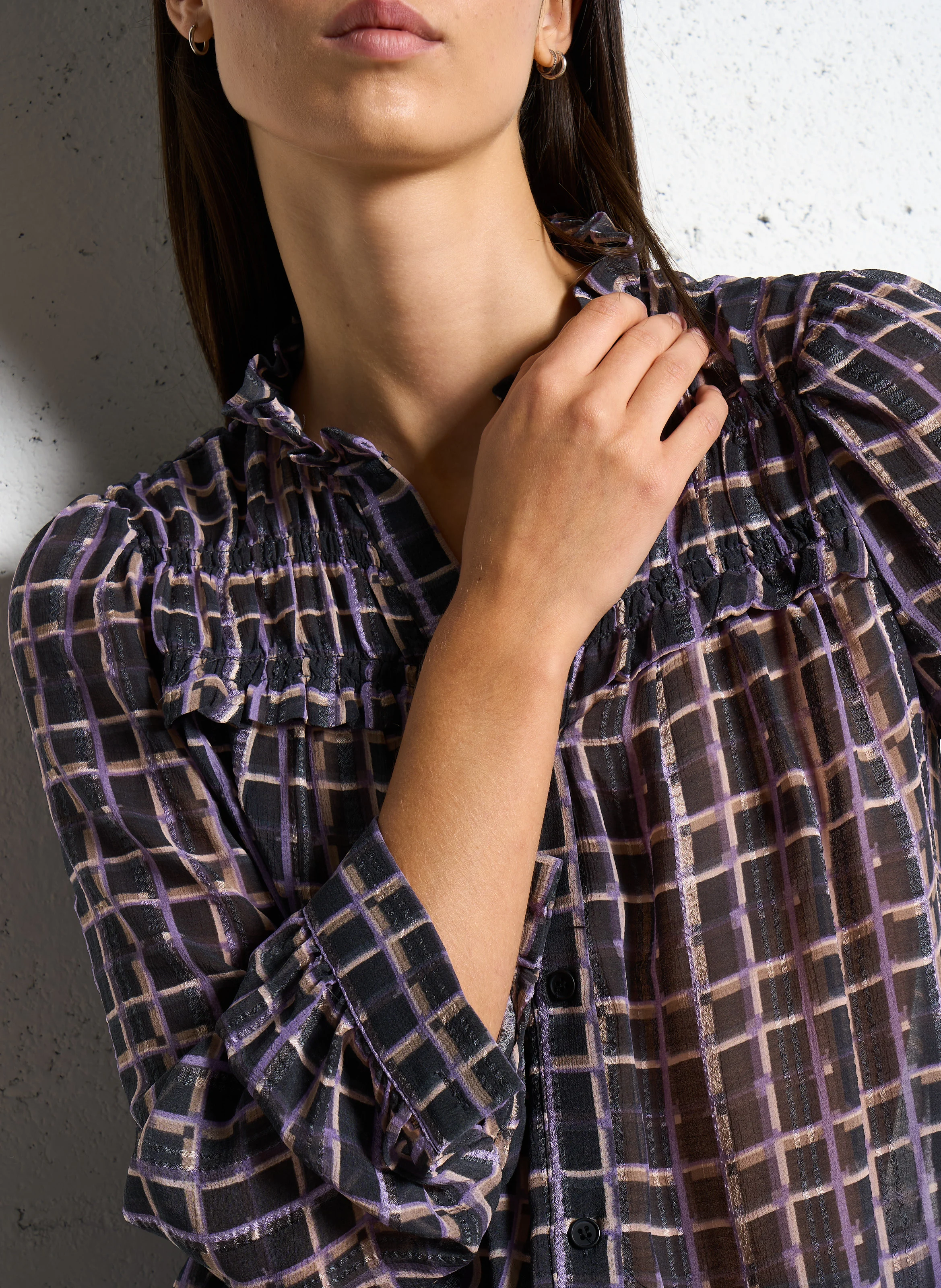 Chemise droite à col V | Noir