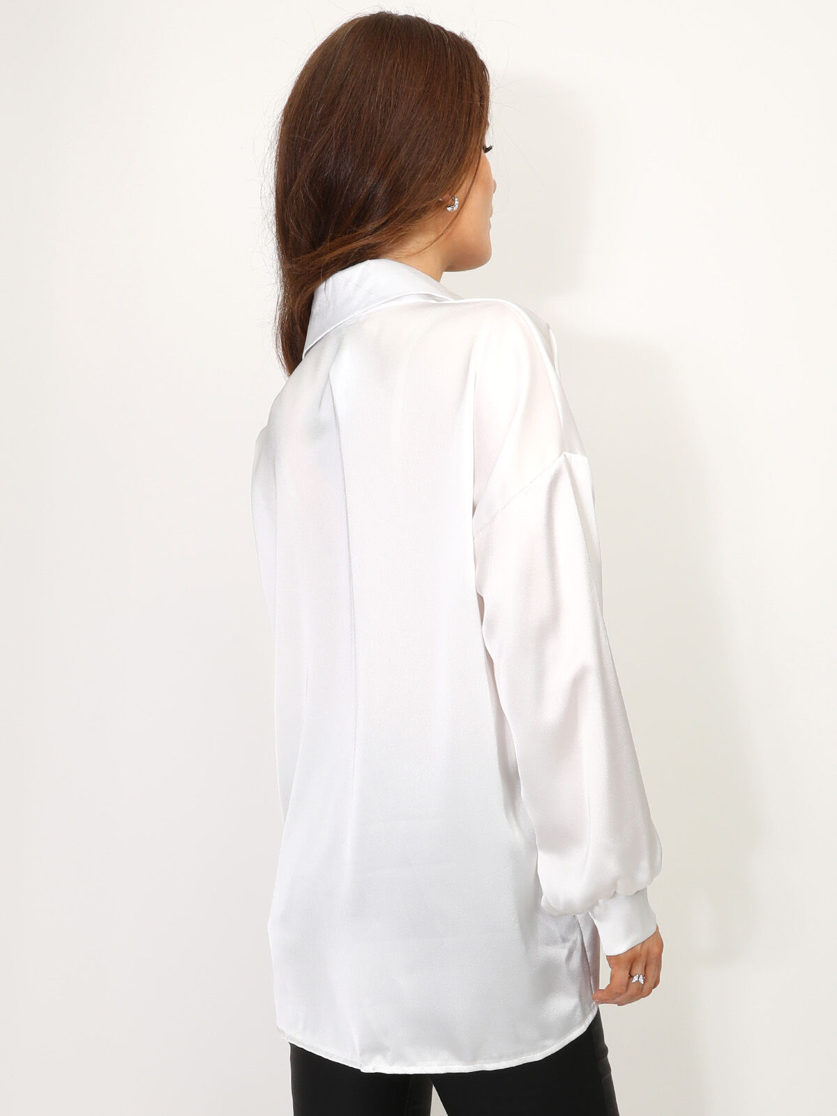 Chemise ample et satinée- Blanc