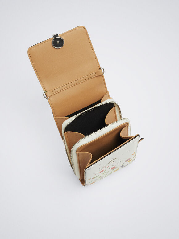 Bolsa para celular com estampa floral - Amarela