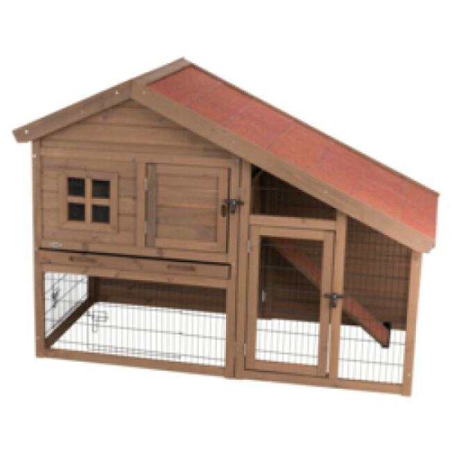 Clapier en bois avec enclos et étage Natura Trixie