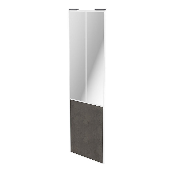Porte de placard coulissante atelier gris antique profil blanc GoodHome Arius H. 248,5 x L. 76.2 cm + amortisseurs