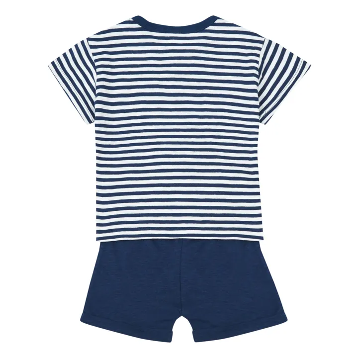 Petit Bateau Ensemble en Jersey Flammé et Coton | Bleu marine