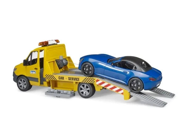 Bruder Mercedes-Benz Sprinter car transporter with Roadster toy