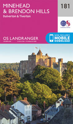 Minehead & Brendon Hills, Dulverton & Tiverton - OS Landranger Map 181 (Sheet map, folded)