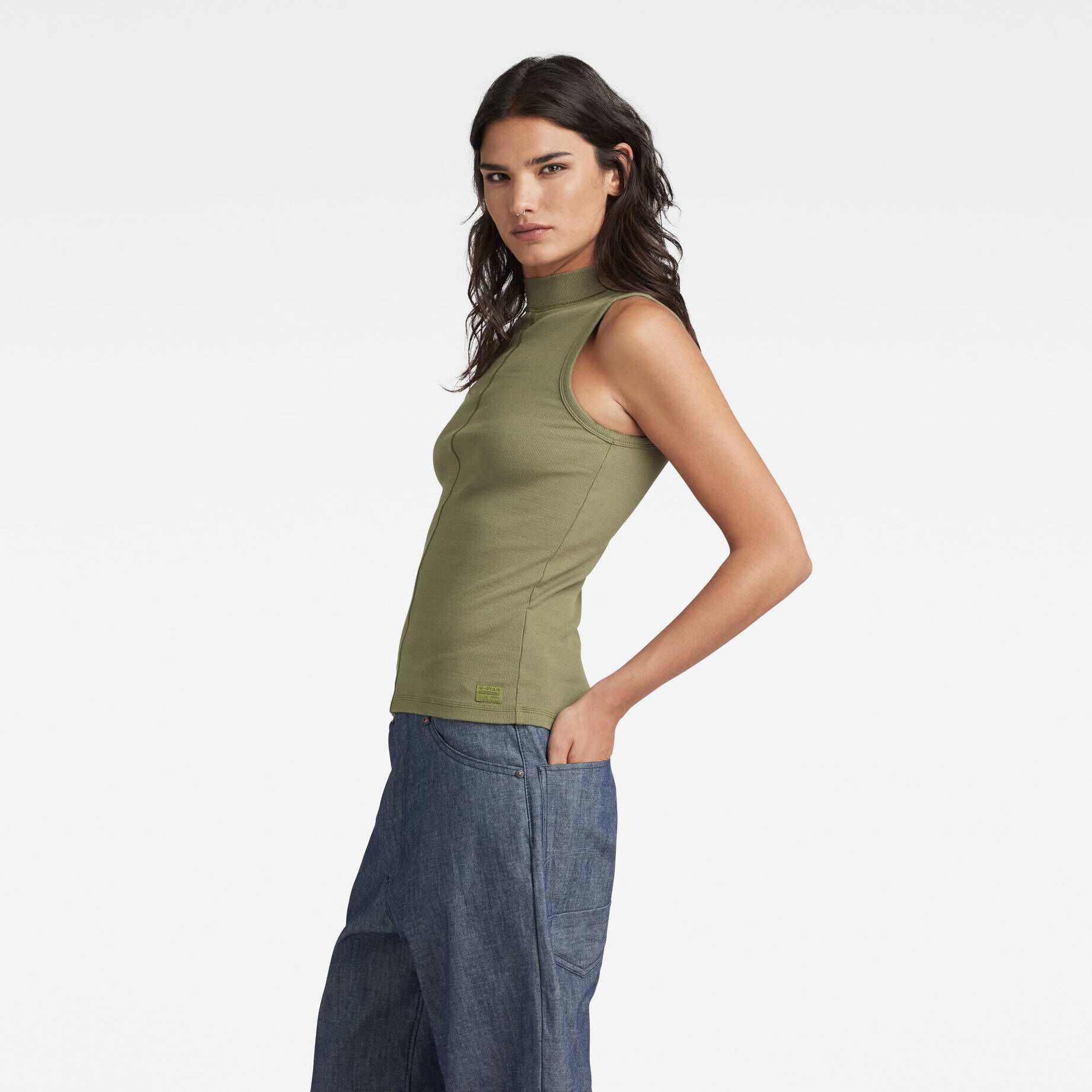 G-Star RAW| Damen Top OPEN BACK MOCK SLIM TEE