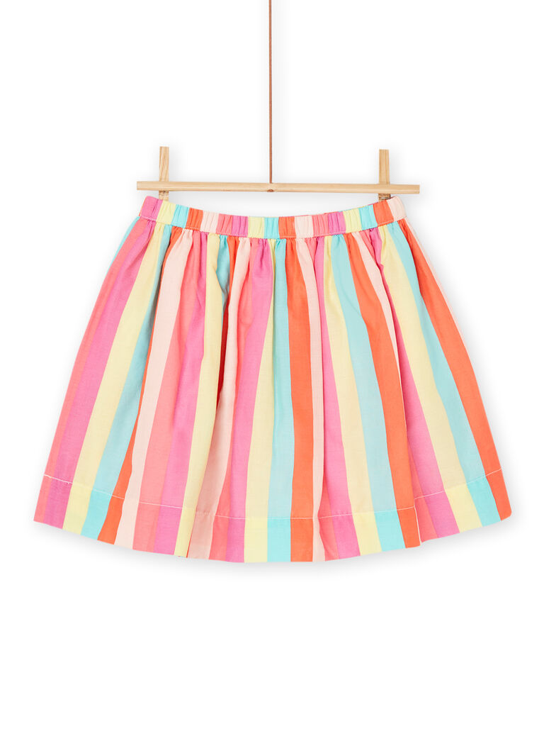 Jupe fluide orange et rose à imprimé à rayures