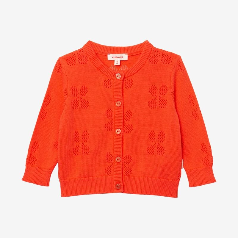 Cardigan bébé fille ajouré orange Catimini Orange