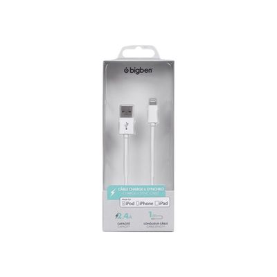 Bigben - câble de charge et de synchronisation USB/Connectique Lightning - 1m - blanc
