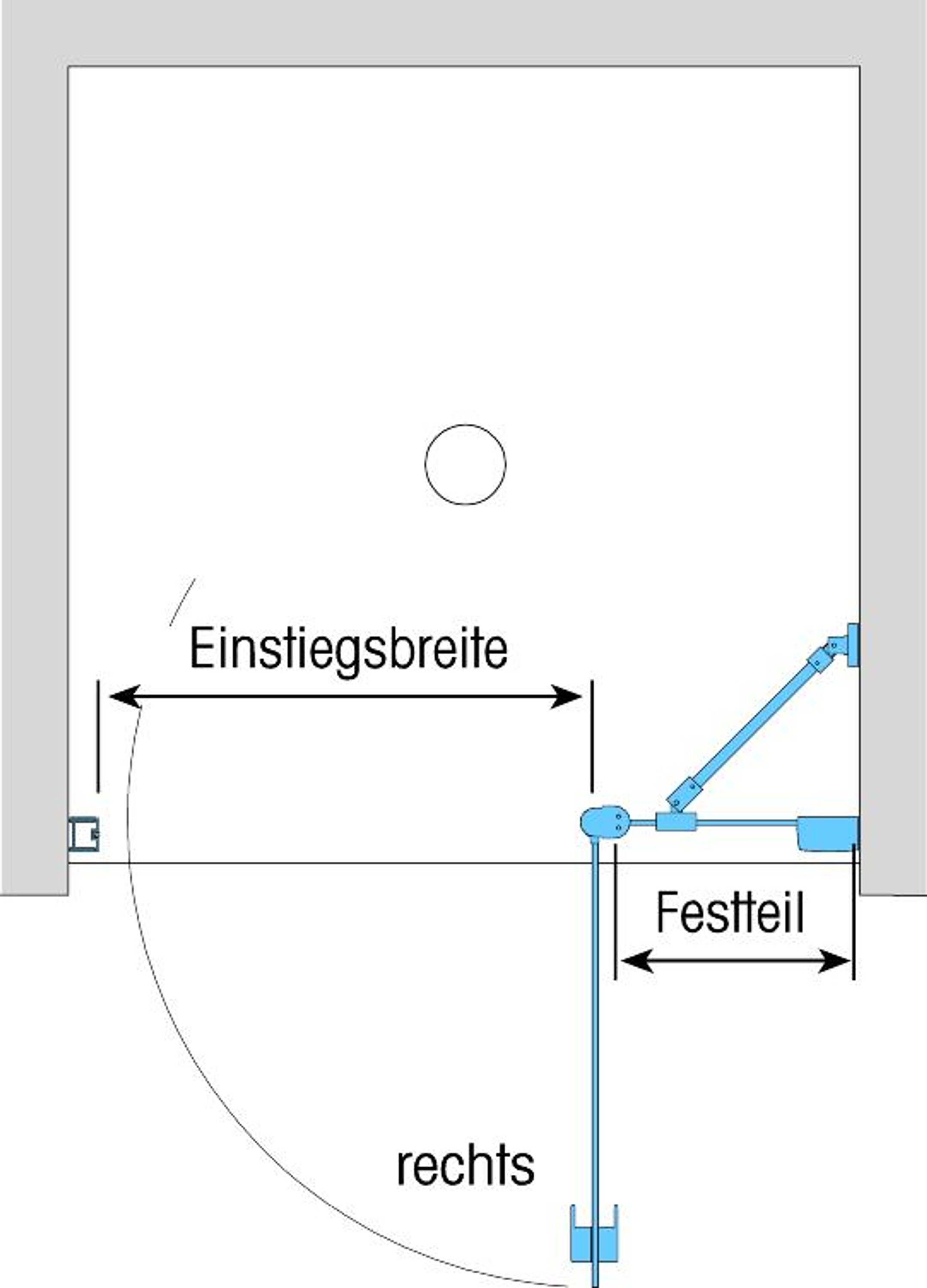 Duschkabine/ Duschabtrennung Dusbad Vital 2 Pendeltür an Festteil für Nischenduscherechts 750mm