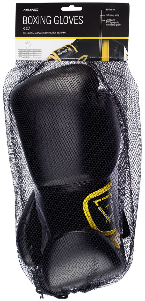 Boxing gloves AVENTO 41BP 14oz black PU leather