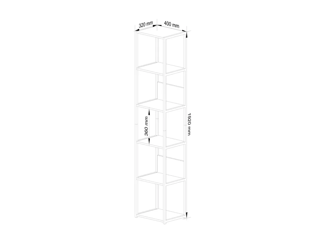 Étagère murale industrielle sur pied AKORD Noire 40 cm 6 étagères 40x32x192 cm