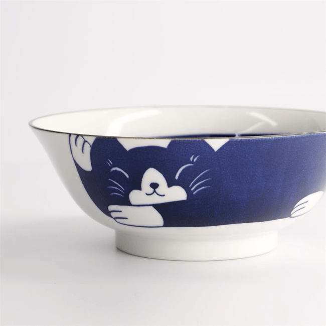 Kawaii Ramen Kom Cat Neko 19.7x7.5cm Zwart