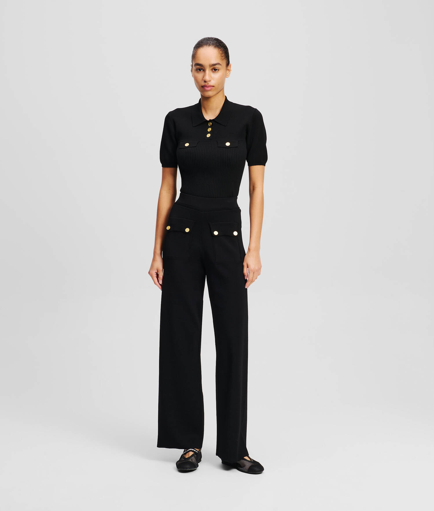 Pantalon avec boutons - Noir