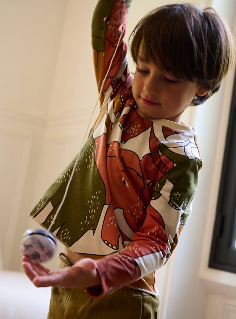 T-shirt crème et marron réversible