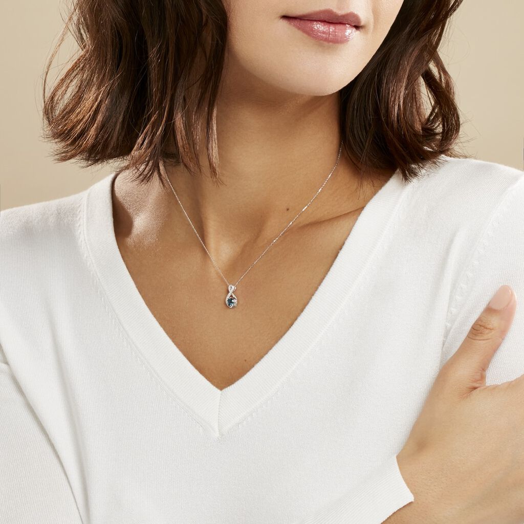 Collier Augusta Or Blanc Topaze Et Oxyde De Zirconium