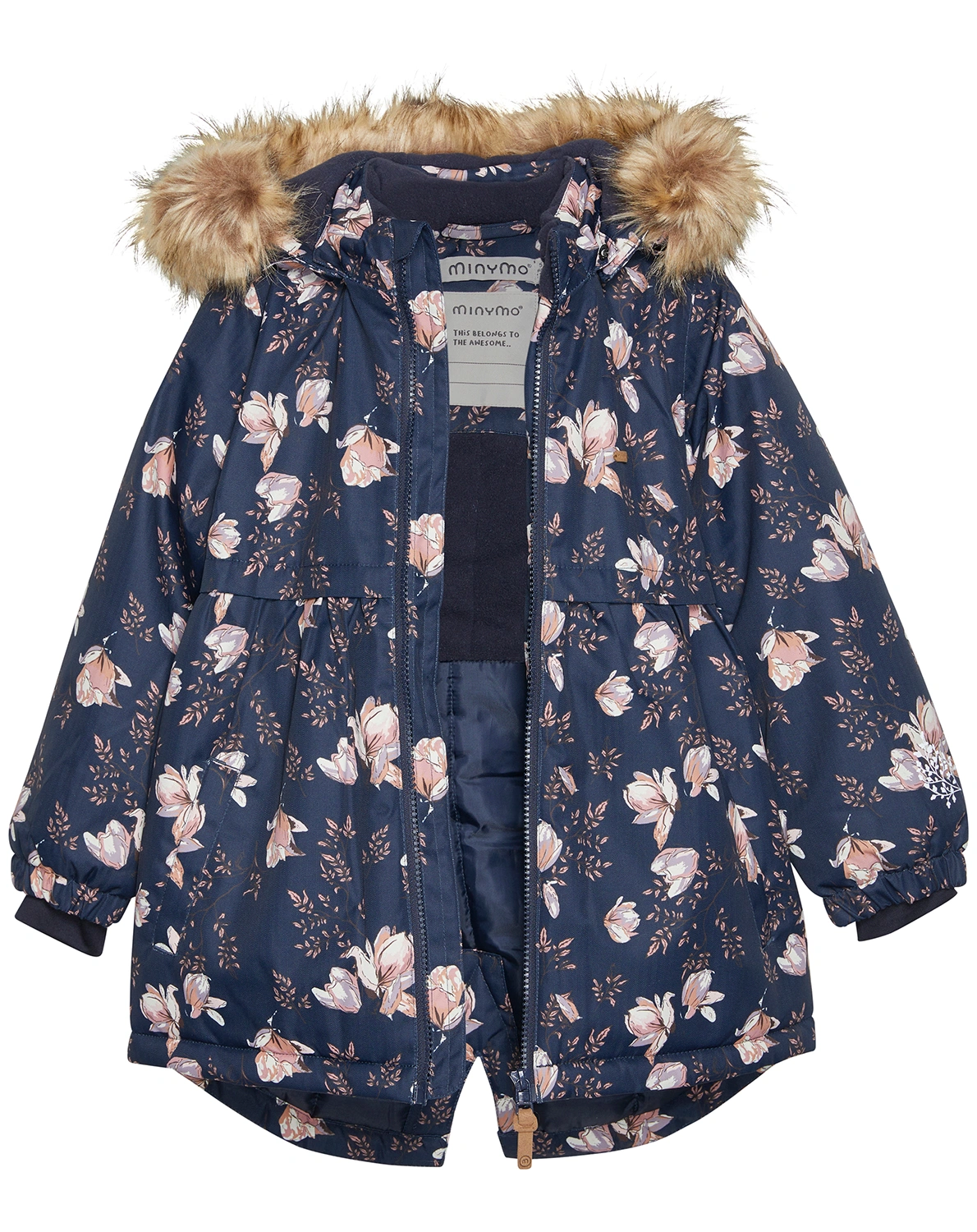 Schneejacke FLOWERS mit Kunstfellbesatz in parisian night