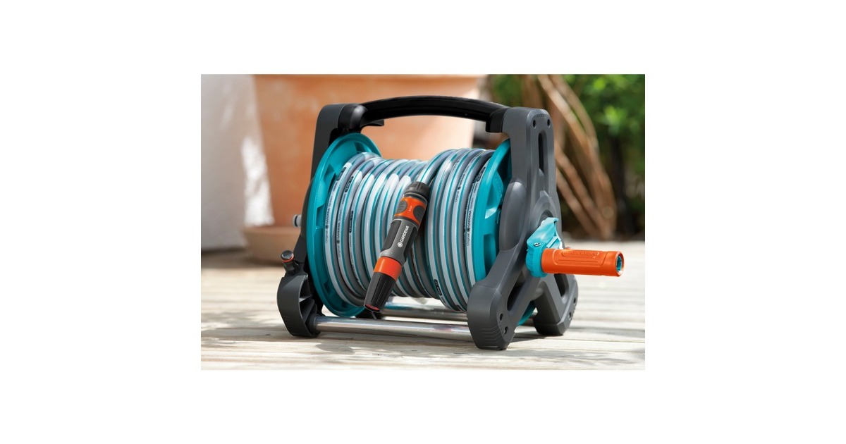 GARDENAClassic slanghouder 10 Compleet slanghaspel  (Grijs/turquoise, 8010-20, 10 m)