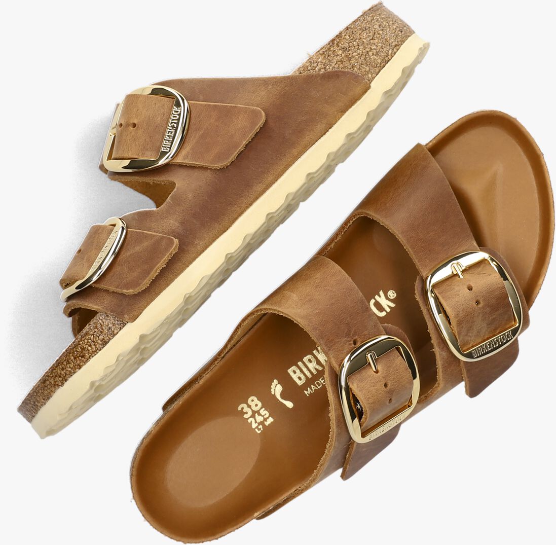 cognac birkenstock slippers arizona big buckle