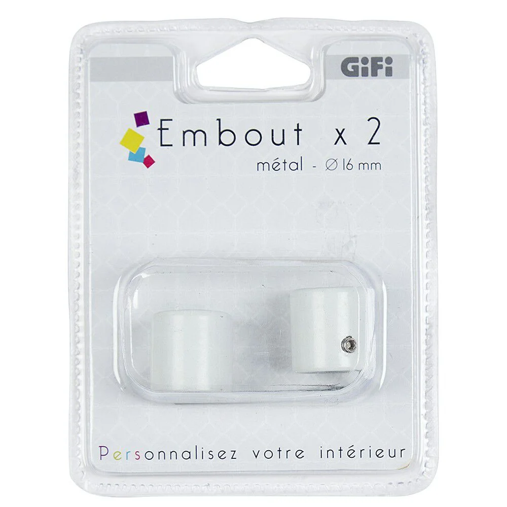 Embout pour tringle à rideaux x2 blanc aluminium