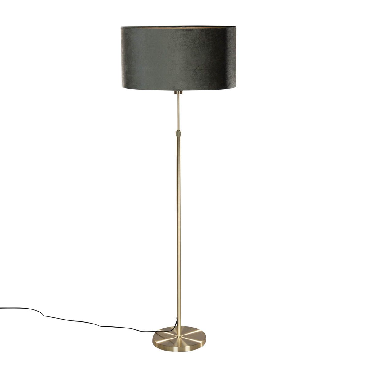Vloerlamp goud met ovale velours kap groen 50cm - Parte