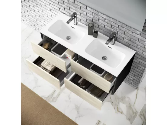 Ensemble de salle de bain double vasque 4 pièces IGEA chêne alaska