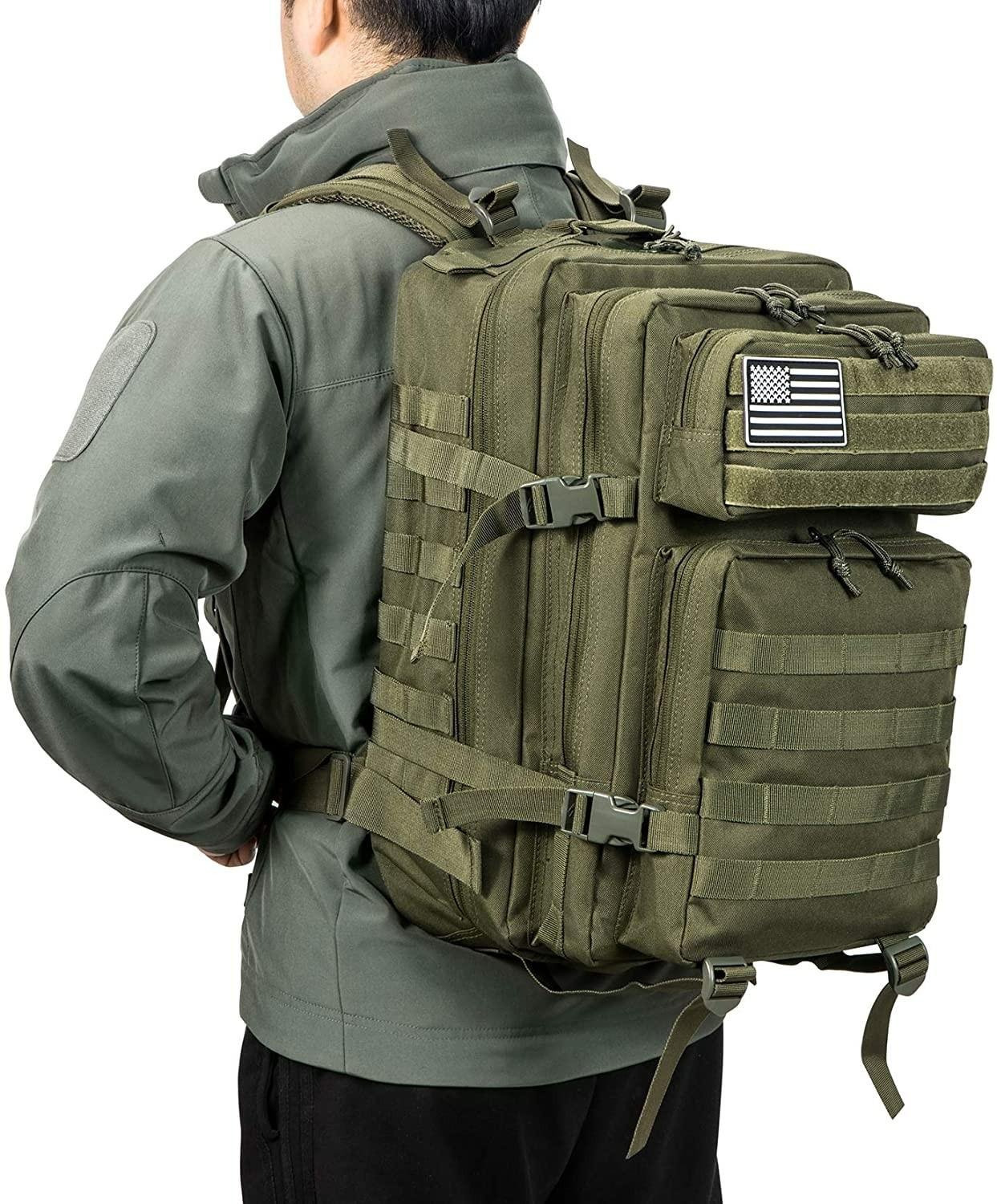 (45L) Taktischer Militär Wander Rucksack MOLLE System Outdoor Camping Backpack - Grün