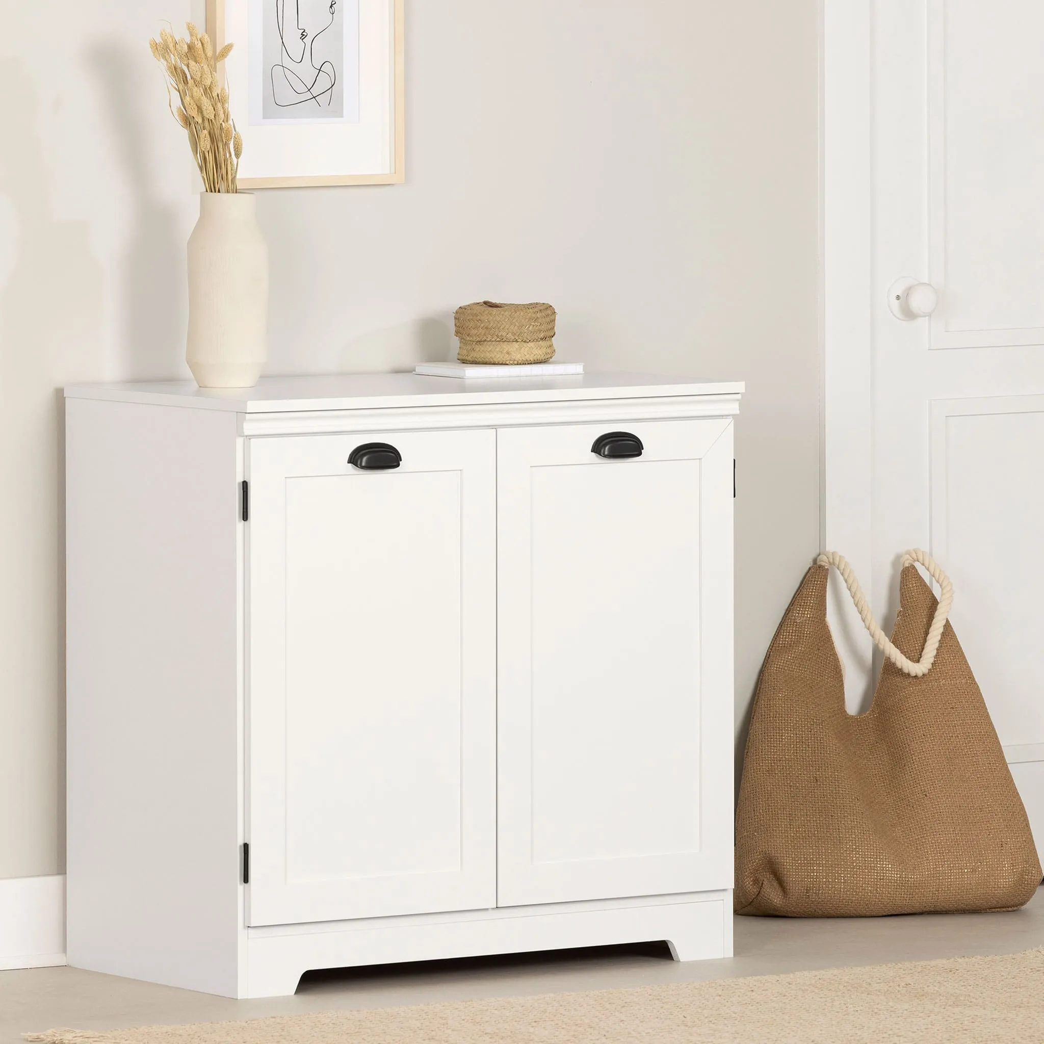 South Shore Armoire de rangement avec 2 portes - Farnel Blanc solide