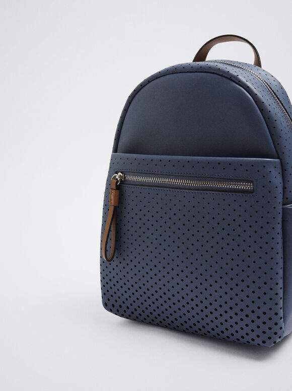 Mochila com detalhe perfurado - Azul