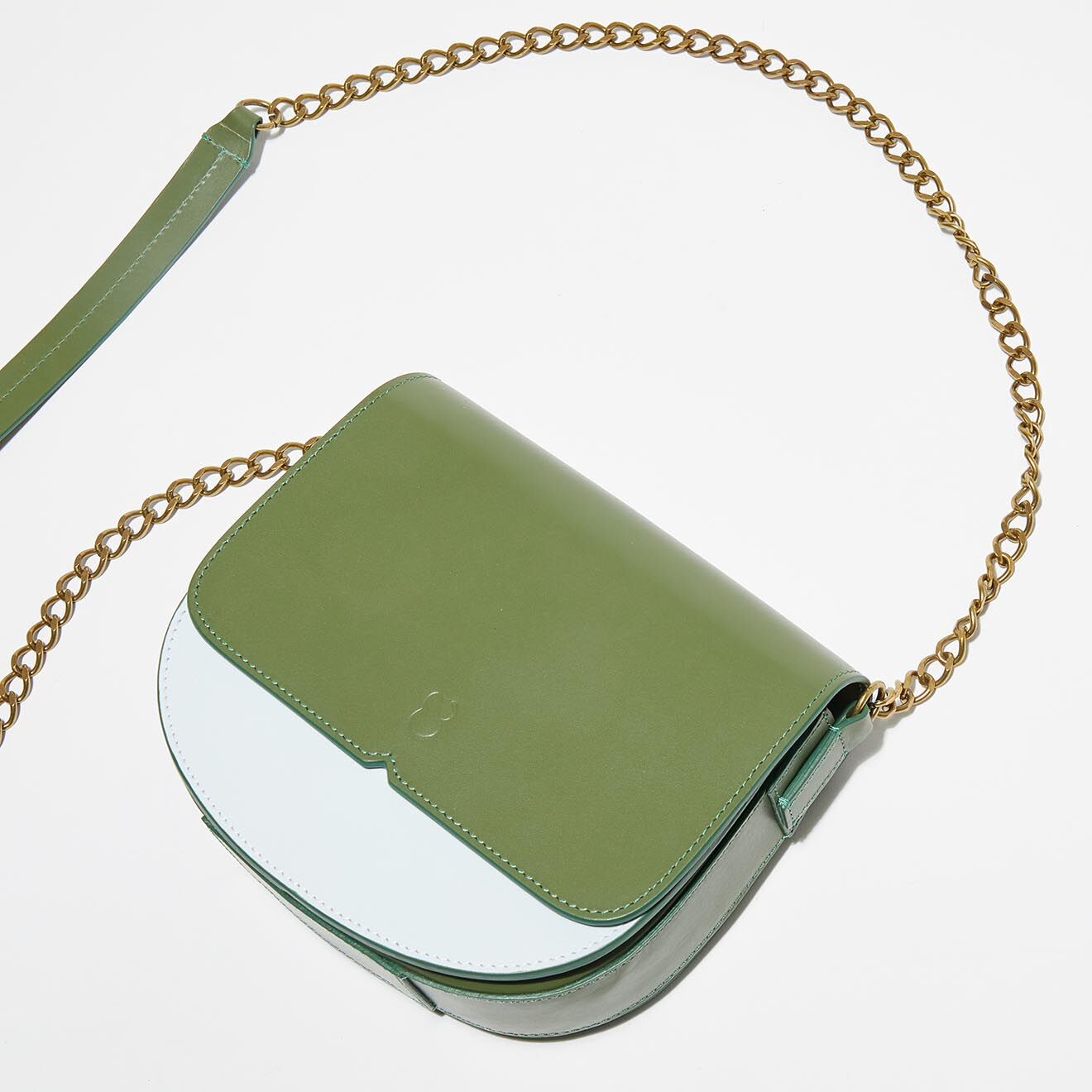 Chloé Stora Petit sac bandoulière en Cuir Suzy kaki/ciel - 17.5x15x5.5 cm
