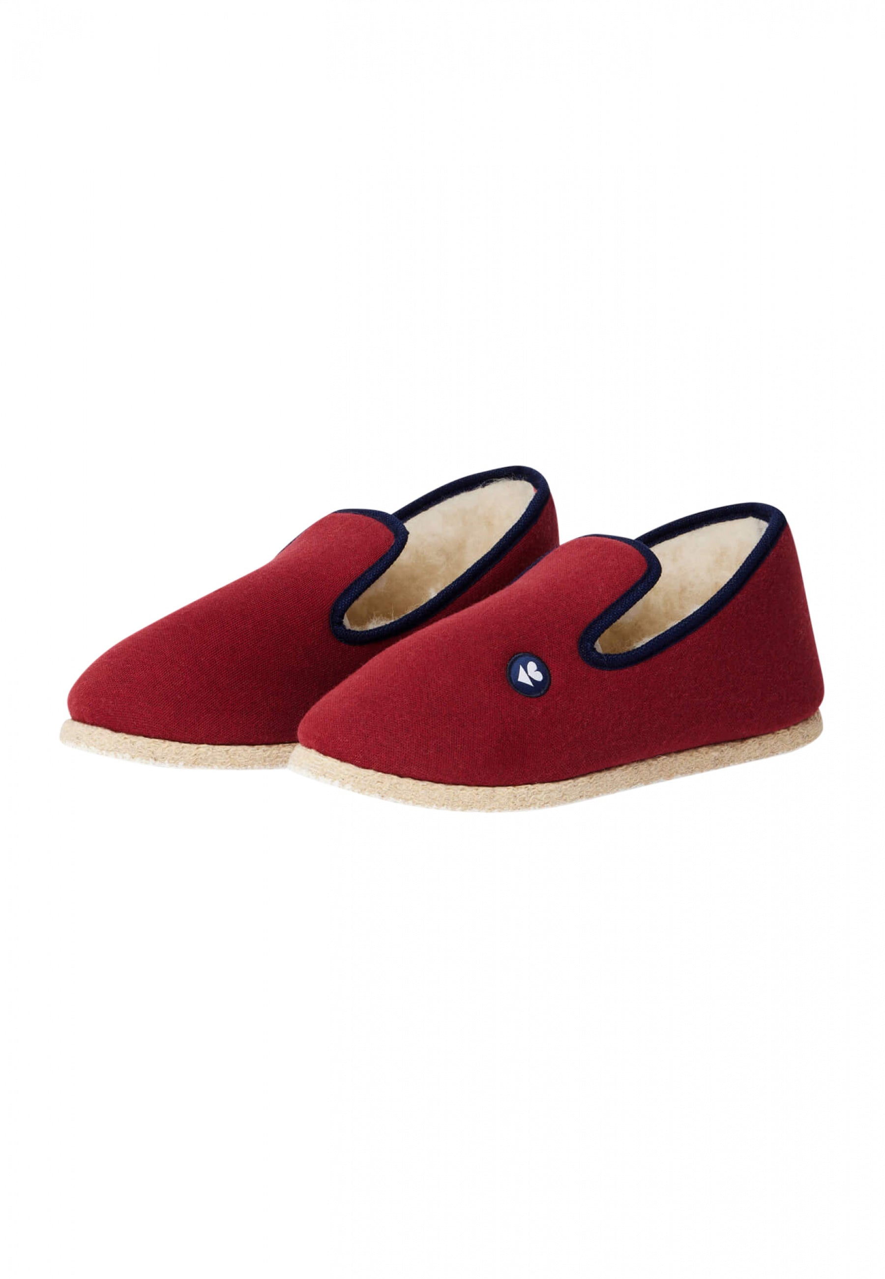 Chaussons d'intérieur en laine-Charentaises Rouge Flamboyant