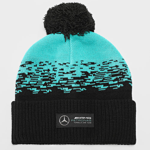 Bonnet Bobble Noir Turquoise