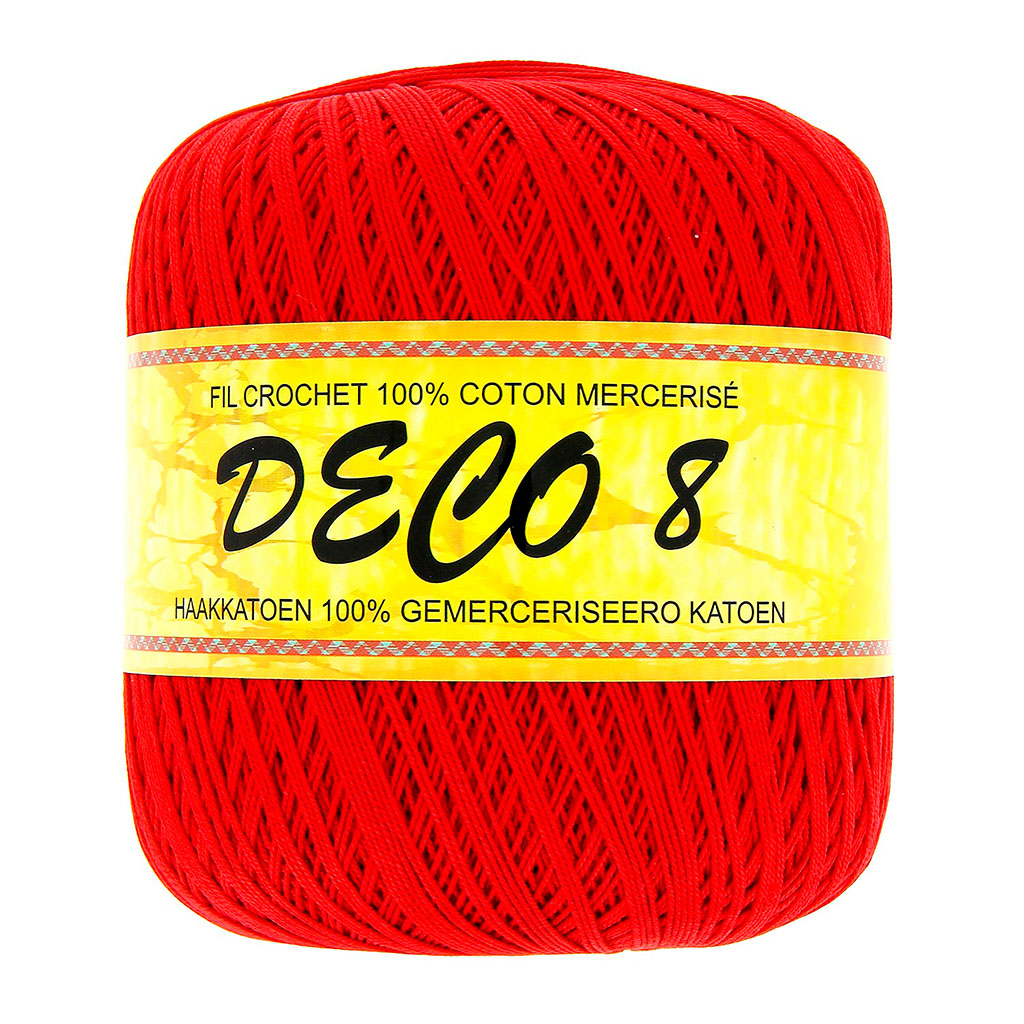 Fil en coton à crocheter rouge 100g