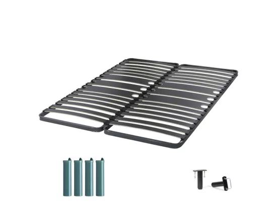 Sommier à lattes + pieds 2x80x200 C416 - 32 lattes bois - Fabrication française