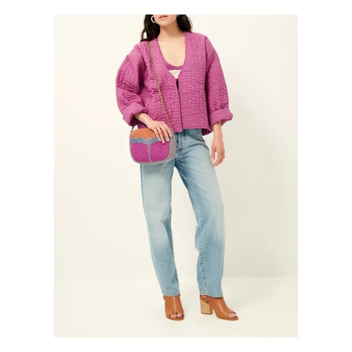 Sessùn Sac Divine Croûte de Cuir et Raphia | Violet