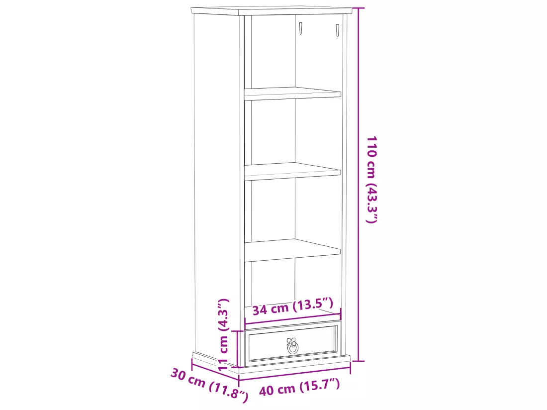 Armoire à CD Corona 40x30x110 cm bois de pin massif