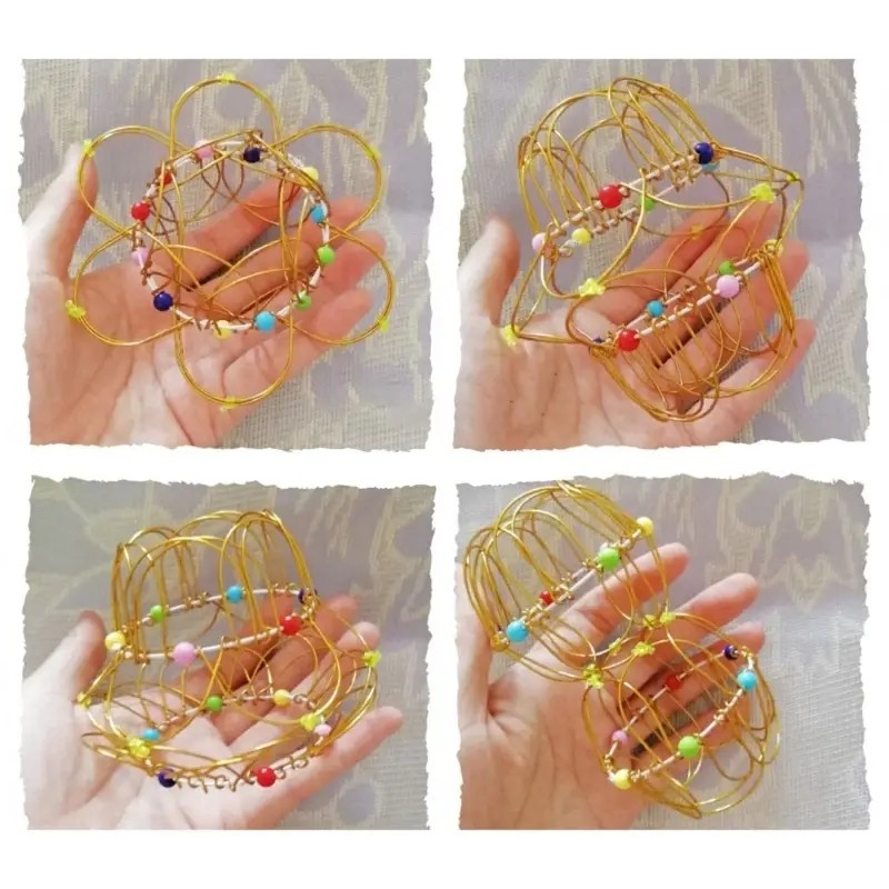 (Ø10cm) Metall Anti Stress Magic Flower Ball Kinder Mandala Dekompressions Spielzeug Erweiterbares Fidget Spiel - Bunt