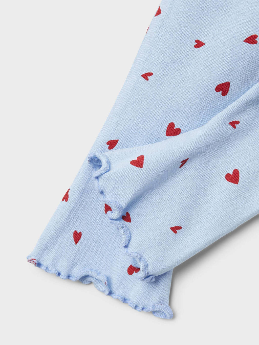 NAME IT baby broek met hartjes lichtblauw/rood