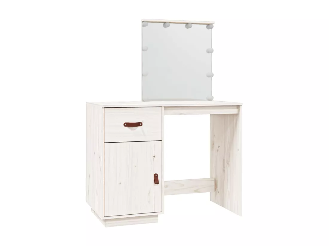 Coiffeuse avec LED Blanc 95x50x133,5 cm Bois de pin massif