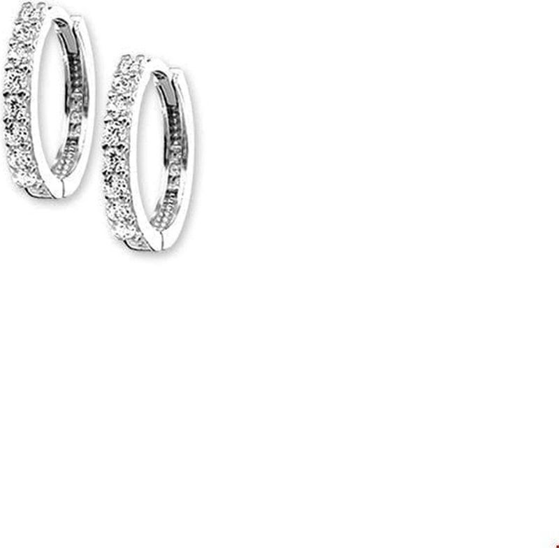 The Jewelry Collection - Klapoorringen - Witgoud - Zirkonia - 13.2x1.7mm