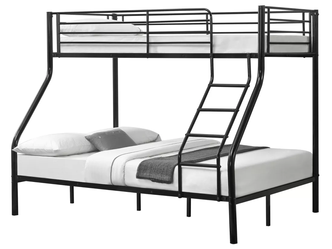 Cadre de lit superposé métal pour 3 Personnes 210 x 148 x 168cm Noir [neu.haus]