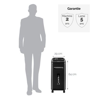 Fellowes Powershred 99Ci - destructeur de documents coupe croisée - 18 feuilles - Corbeille 34 litres - anti-bourrage - sécurité SafeSense
