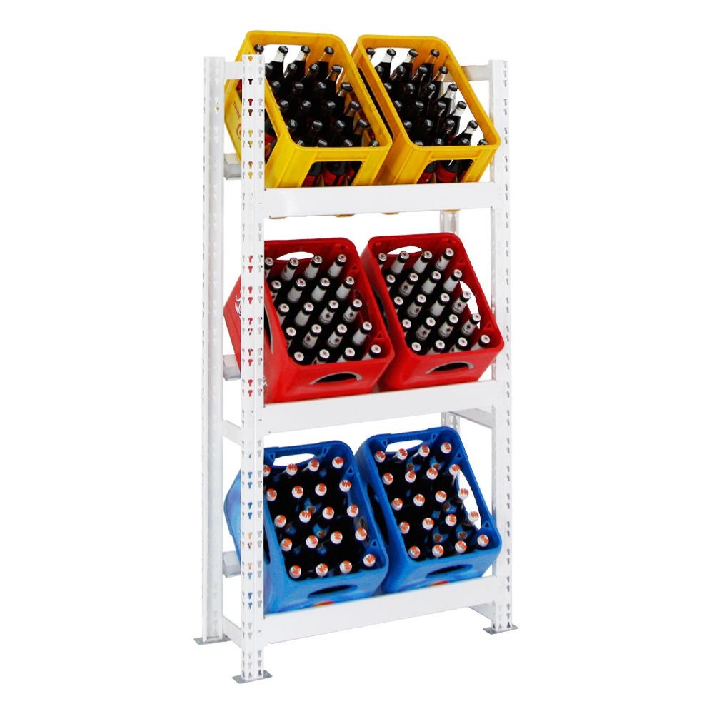 PROREGAL Drankkrattenrek, model Tegernsee, HxBxD 160 x 80 x 30 cm, 6 kratten, wit