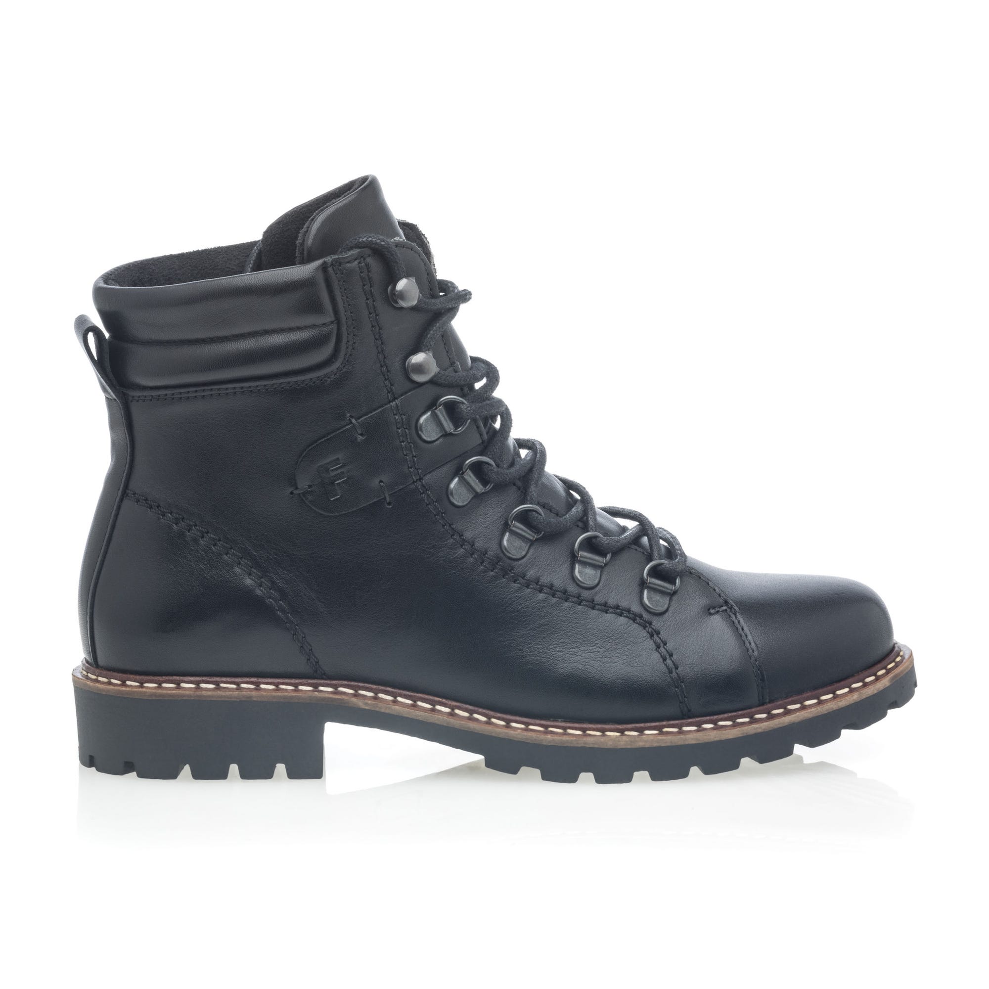 Bottines à lacets Femme en cuir noir